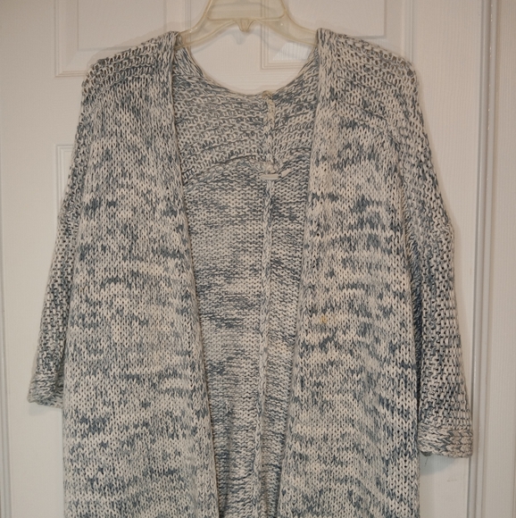 EUC GAP Oversized Open Front Short Sleeve Long Knit  Cardigan in Blue Stream XL - Picture 2 of 9